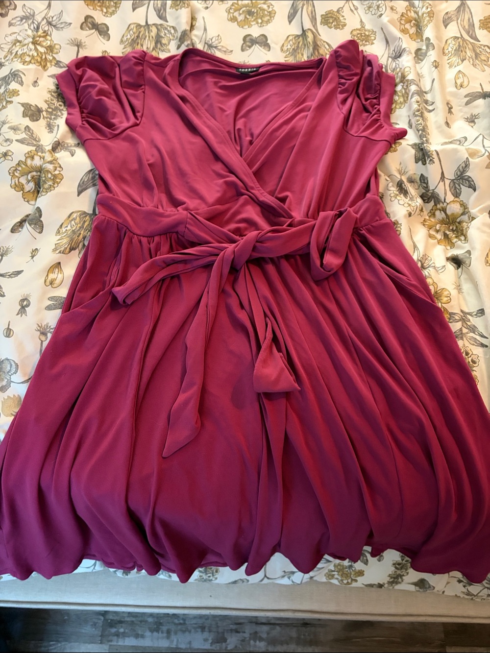 Torrid Women's Magenta Wrap Dress with Tie Waist